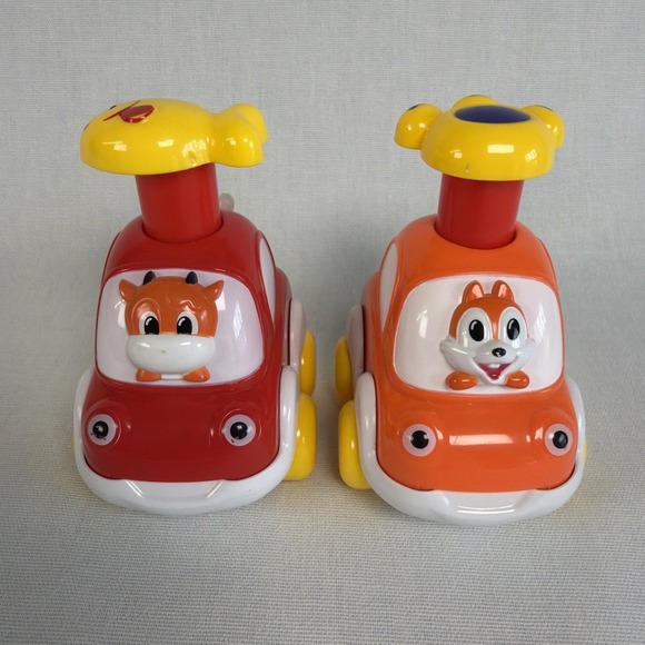 manhattan toy Other - Silly‎ Racers from The Manhattan Toy Company Lot Of 2 Push & Go Cars Red Orange